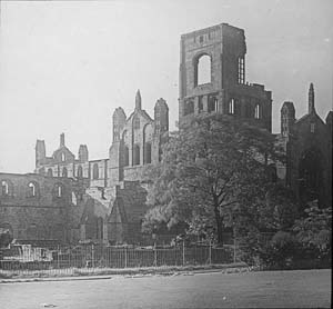 View of the ruins from the south east taken after the programme of conservation at Kirkstall Abbey in 1892-6.
